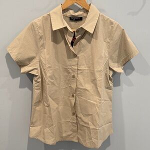 Tan Short Sleeve Button-Up Shirt